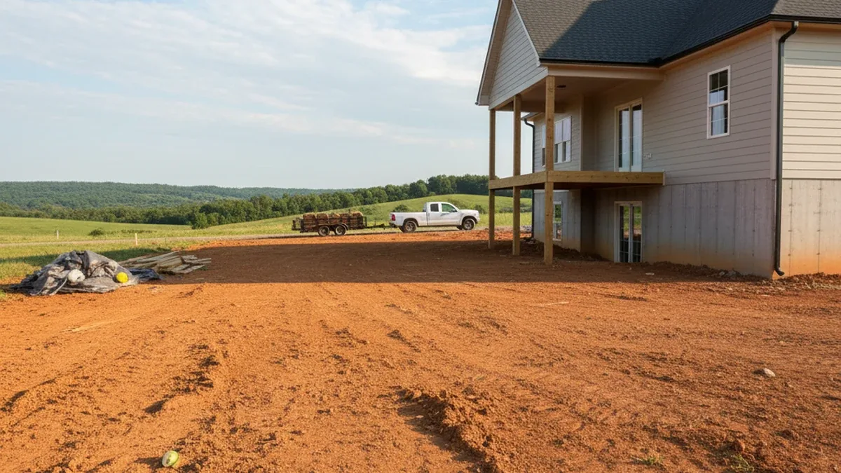 Post-construction bare yard Richmond Kentucky Madison County new home sod installation recovery clay subsoil