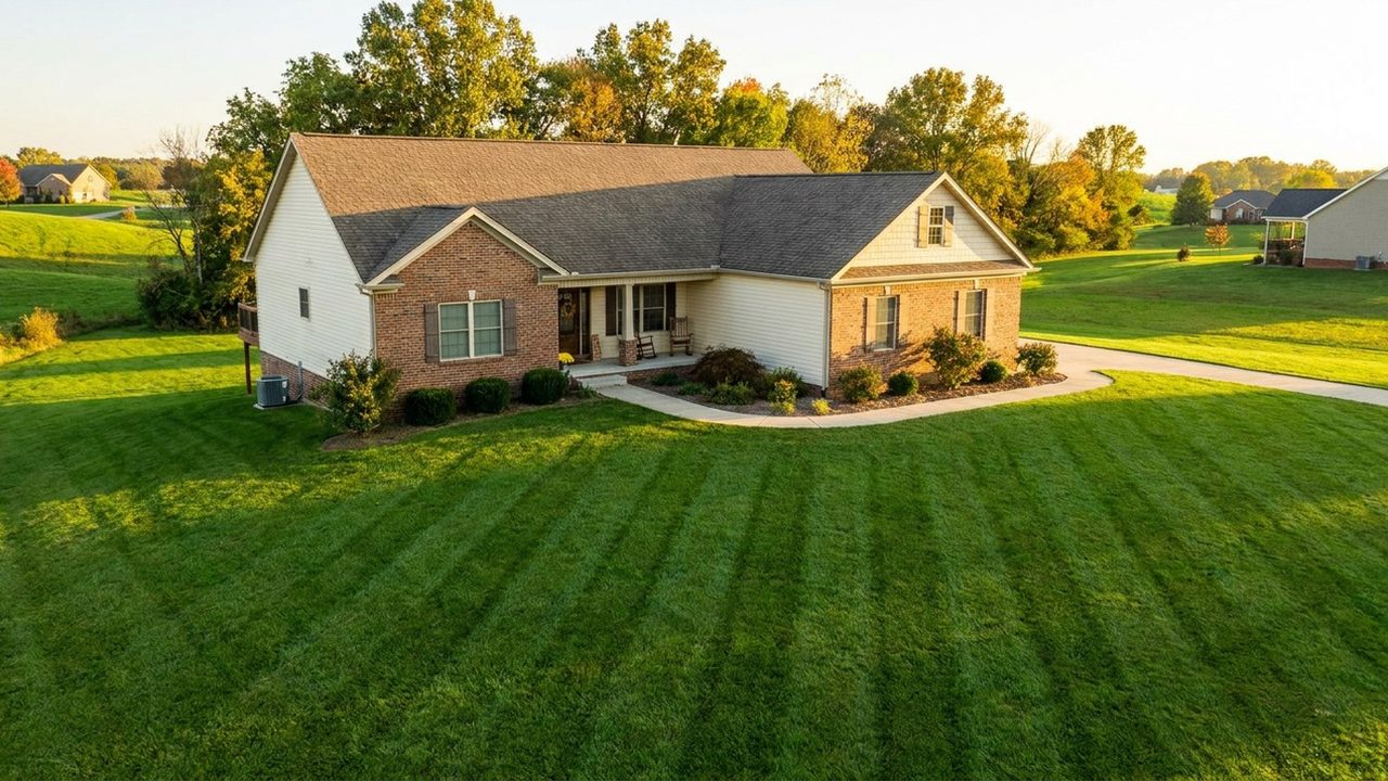 Completed tall fescue lawn in Richmond Kentucky Madison County residential property sod installation established green